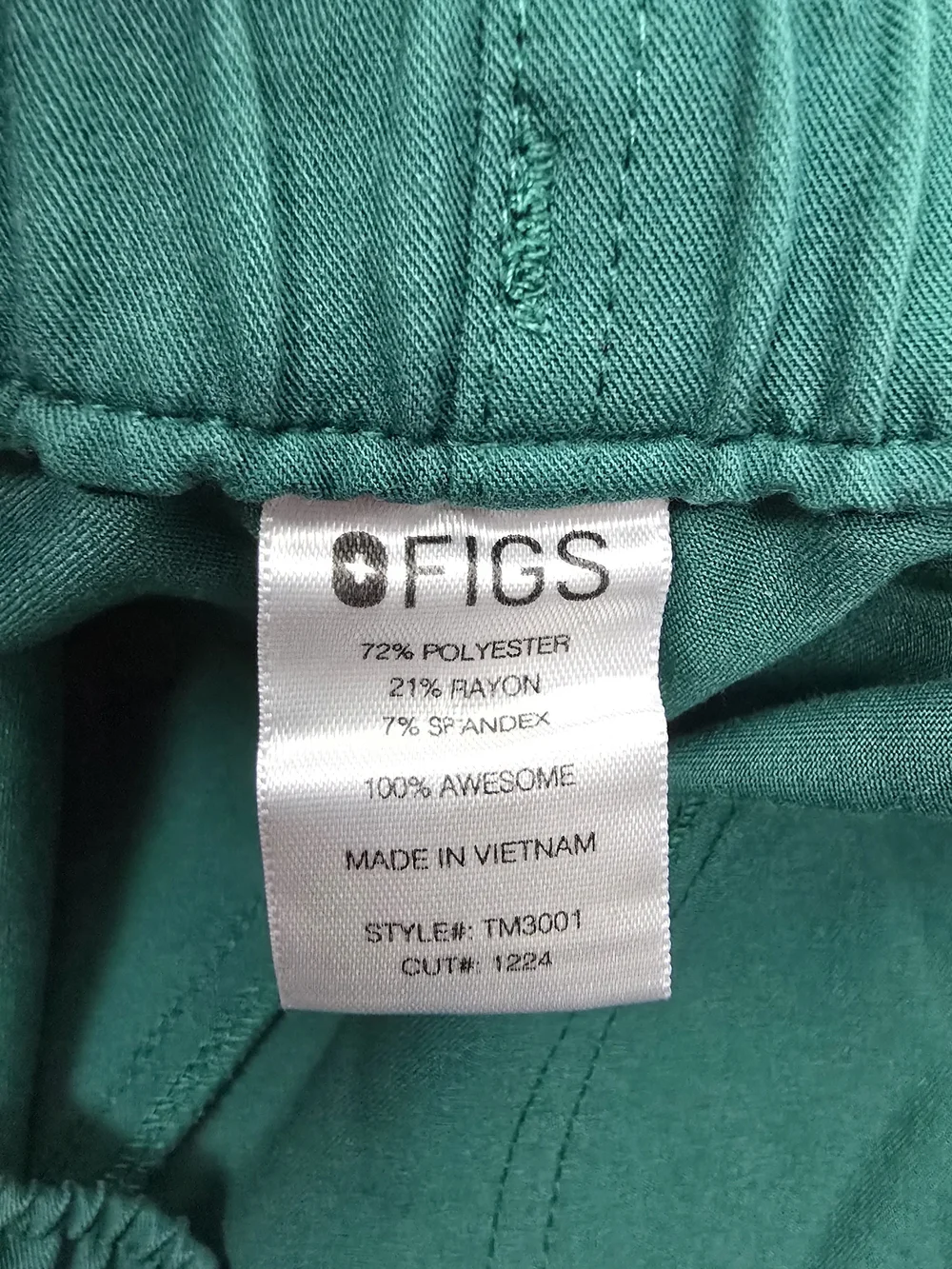 Figs Technical Collection Cairo Straight-Leg Scrub Pant Zip Fly Men's Green sz M